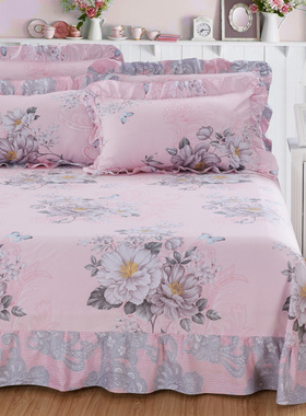 全棉斜纹裸睡床单2.5米x2.7米床单件 纯棉 双人 印花 2.0m床 韩式