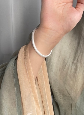 古法素圈女足银9998元1克素银镯