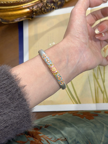 兮语「浮生花」足银999.9珐琅彩手镯梨花海棠女新中式国风礼物