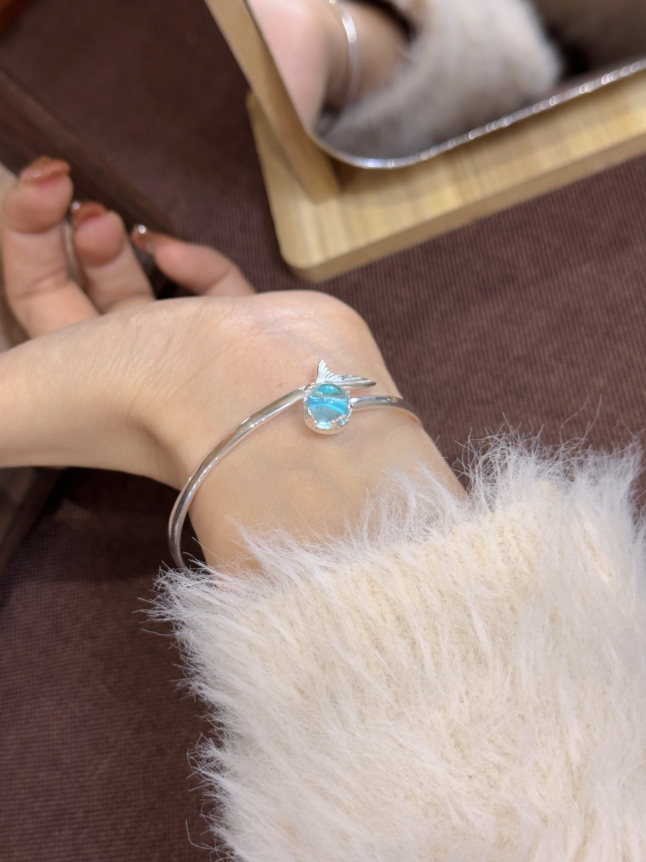 兮语「海洋之心」人鱼足银999手镯女新中式古法开口手环简约百搭,饰品/流行首饰/时尚饰品新,银饰手镯,淘宝优惠券,粉丝福利购,淘宝优惠卷