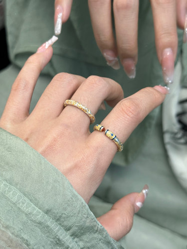 兮语足银999.9钱币唐草戒指女宫廷风实心设计食指开口指环情人节