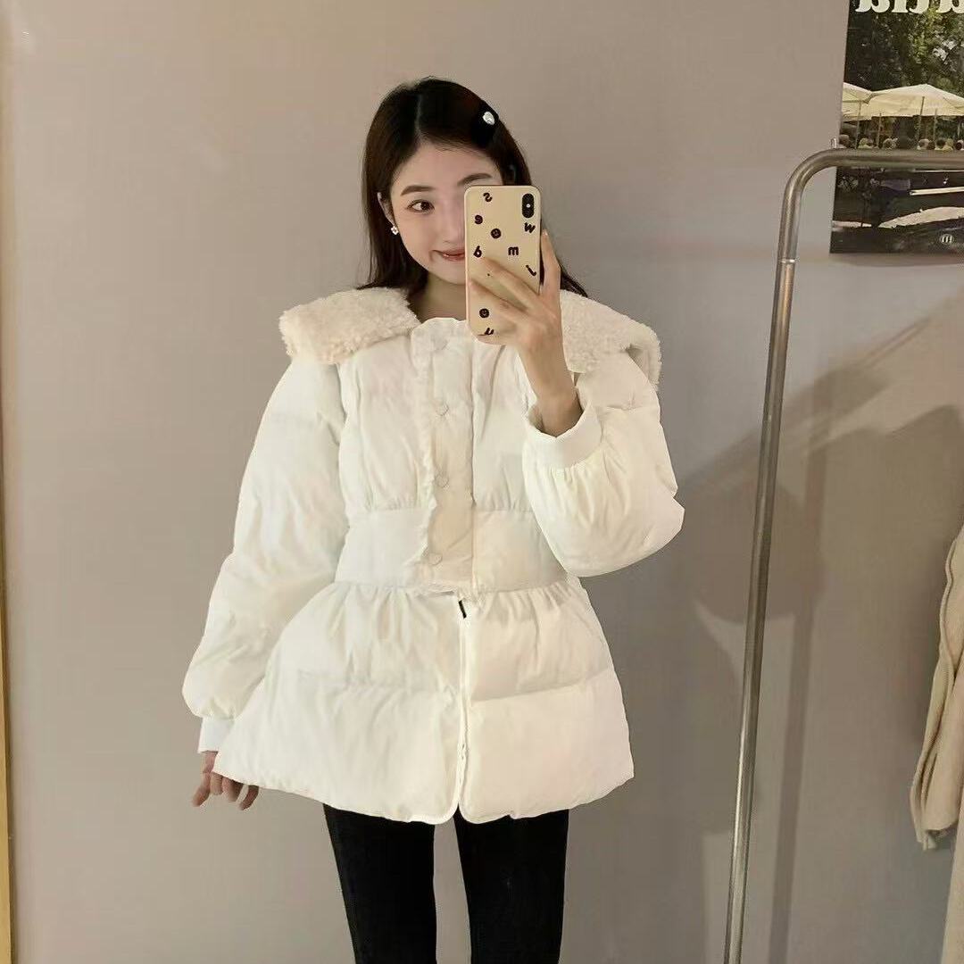 冬上新！小香风中长款仿羊羔毛保暖羽绒服外套  050#  ZCX