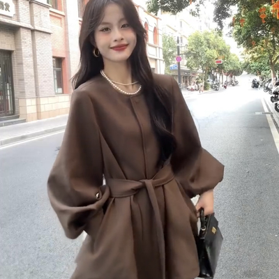 灯笼袖中长款西装短外套(配腰带)  A1556#  GLP