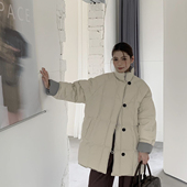 韩系翻领撞色时尚 LKZ 187 中长款 保暖羽绒服外套