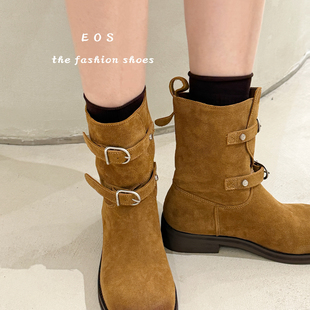 WQQ 冬款 轻奢质感圆头粗跟短靴短靴L25211