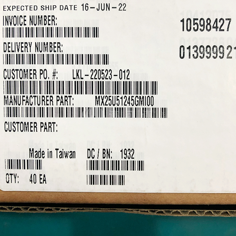 MX25U51245GMI00 MACRONIX 存储器 现货供应