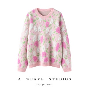 货号 四色芝麻点毛巾绣山羊绒圆领套头毛衣 XT2558