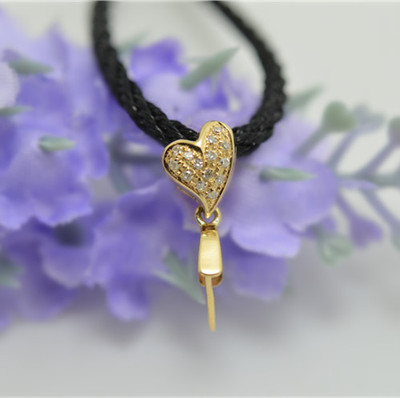 18k金吊坠扣头加厚心形镶钻石玫瑰金蜜蜡玉坠夹扣子翡翠瓜子扣头