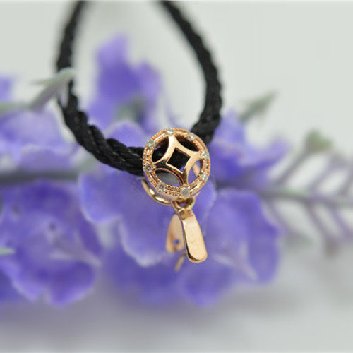 18k金扣头翡翠吊坠夹扣金钱镶钻玫瑰金扣蜜蜡珠瓜子扣玉坠配件扣