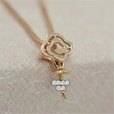 18K金扣18K珍珠扣祥云珍珠扣蜜蜡扣子18K金配件圆珠吊坠通用扣头