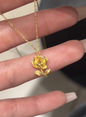 轻奢气质金色玫瑰花锁骨链2025春夏新款小众独特设计感吊坠项链潮