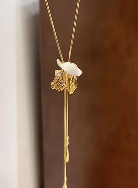 金枝玉叶流苏毛衣链女秋冬新款时尚百搭高级感吊坠轻奢简约配饰潮