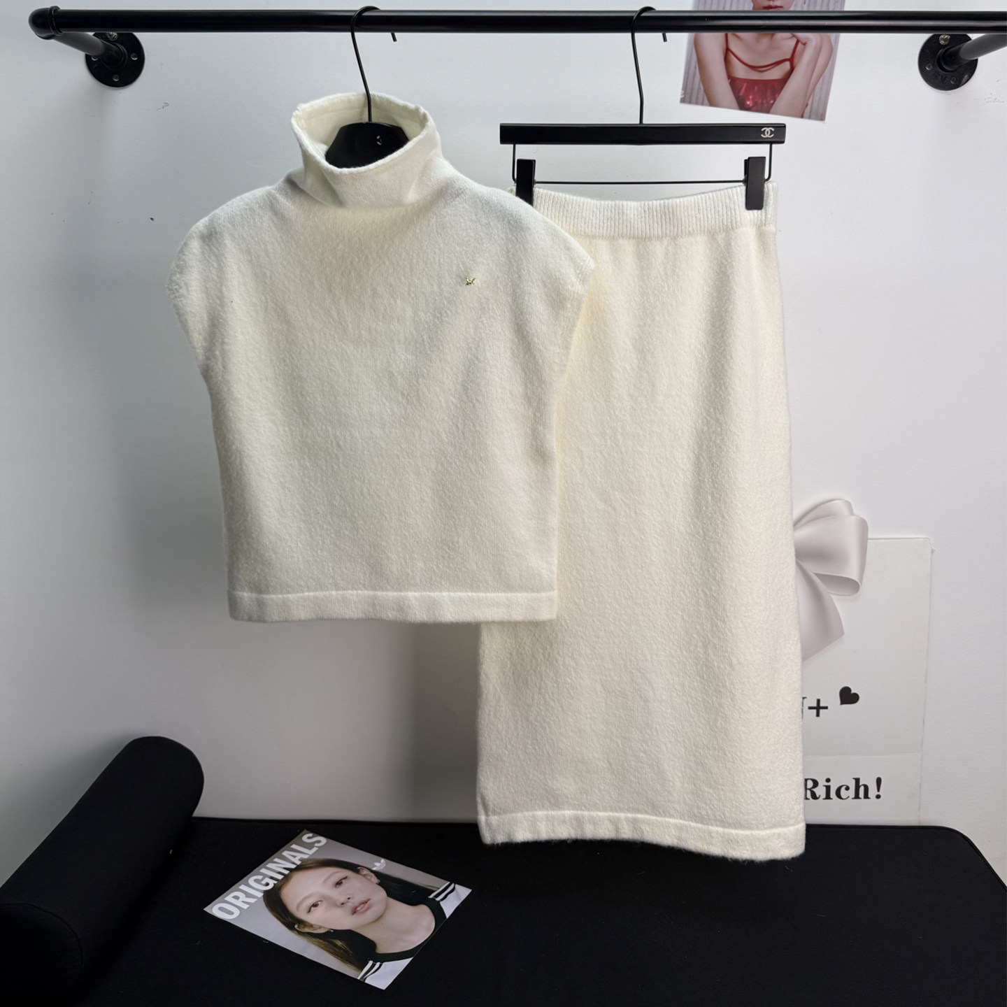 极简风高领针织套装女26春秋新款叠穿背心半身裙两件套 送胸针,女装/女士精品,时尚套装,淘宝优惠券,粉丝福利购,淘宝优惠卷