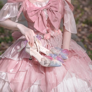 百搭日常尖头高跟鞋 一只冲天兔lolita鞋 高跟花嫁鞋