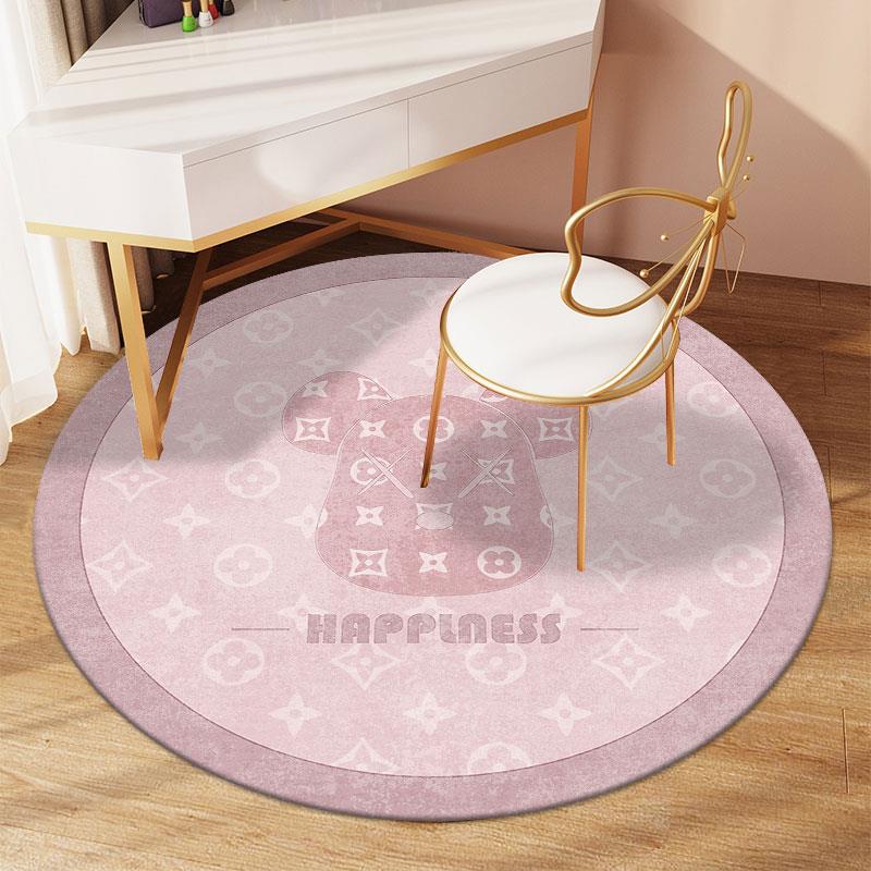粉色学习椅圆形地毯女生卧室衣帽间梳妆台地垫床边书房电脑转椅子