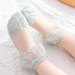 Children's socks summer thin section girls crystal socks lace princess socks baby net breathable ice silk girl socks