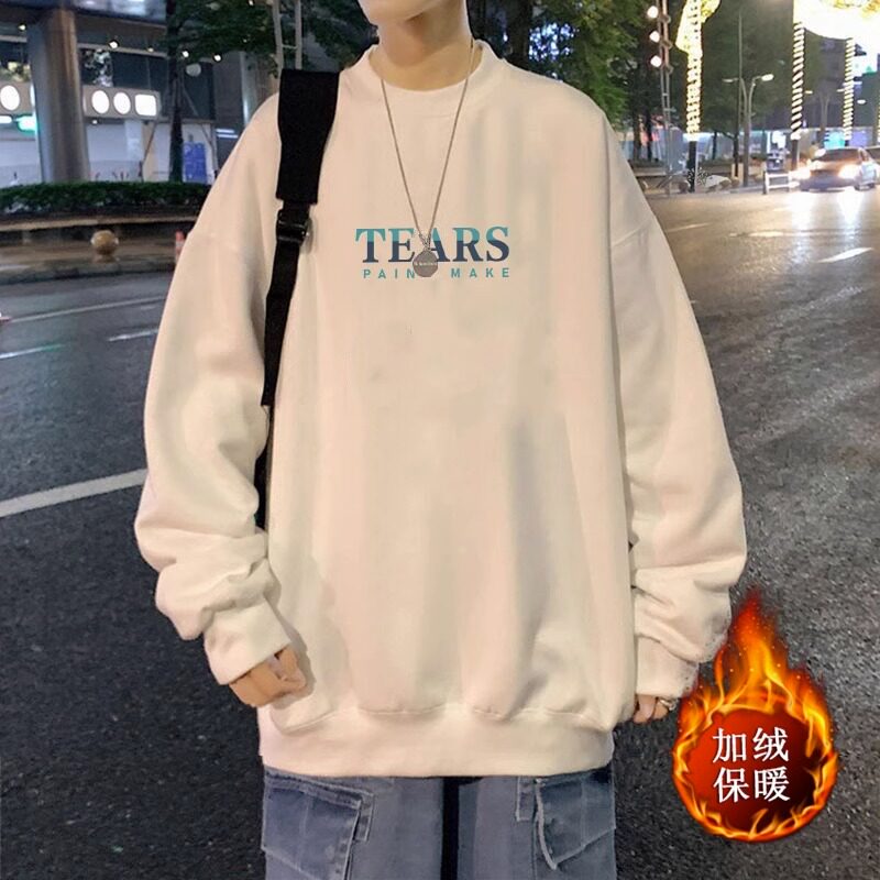 100%美式纯棉无帽圆领卫衣男女秋冬2025春款新款宽松衣服重磅上衣