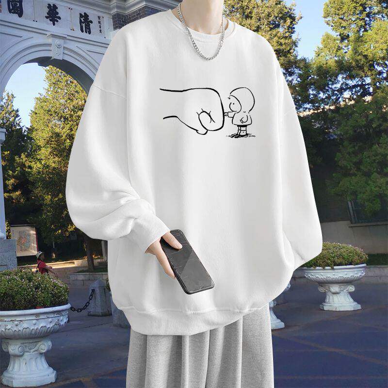 纯棉圆领卫衣男女情侣套头加绒加厚春秋休闲运动上衣宽松长袖外套