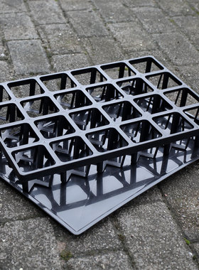 多肉花盆塑料黑白色托架收纳大小彩方黑白方八角盆架黑方接水盘