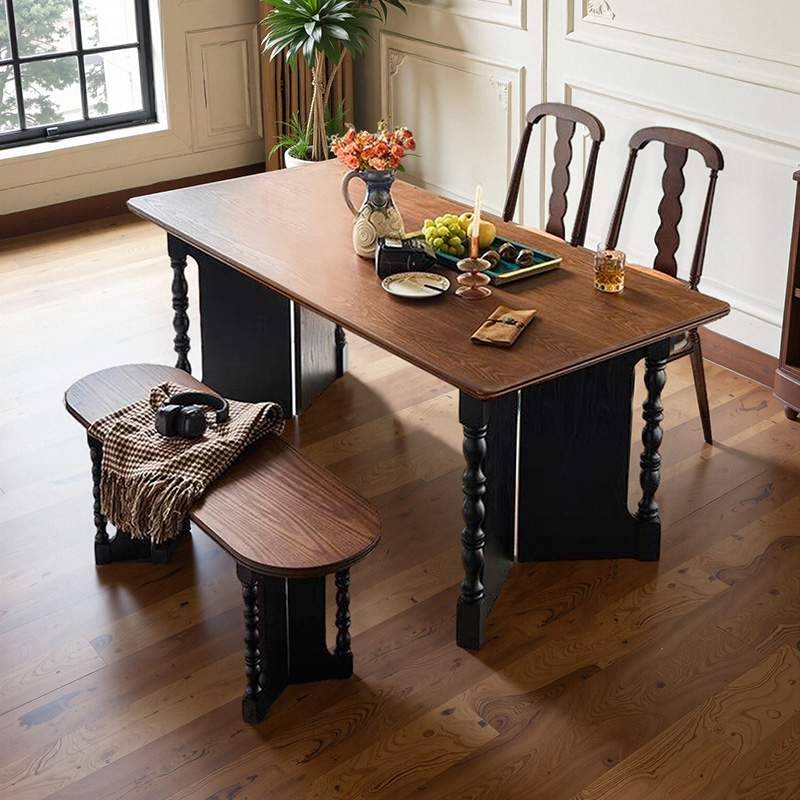 法式复古实木餐桌中古风书桌茶桌