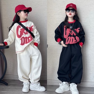 女童休闲风宽松立体发泡胶卫衣套装 洋气男女童运动两件套 春秋新款