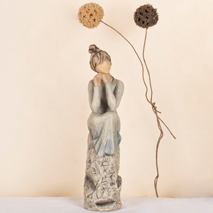 愿一礼物】Willow Tree永生花耐心女孩雕像 涂鸦摆件女生日礼物