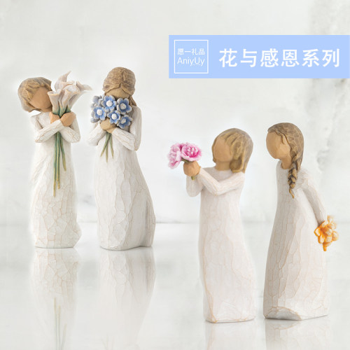愿一礼物美国人物摆件雕像感恩女