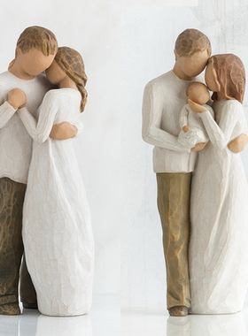 愿 一礼物】美国willow tree人物雕像 一家人摆件高级创意结婚礼