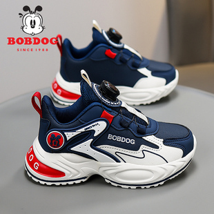 巴布豆男童鞋子秋季薄款皮面儿童运动鞋防水40码中大童学生跑步鞋