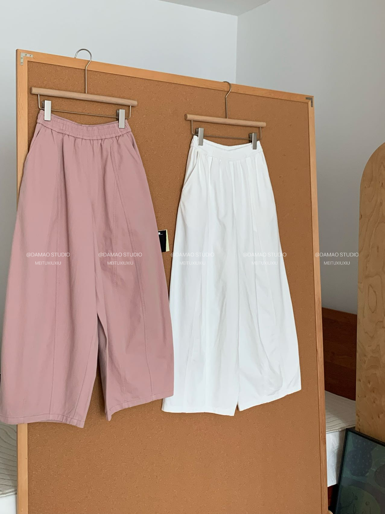 DAMAO STUDIO韩系复古松紧腰抽绳休闲裤女宽松显瘦纯色百搭气球裤