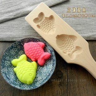 包邮月饼清明果青团面食南瓜饼绿豆糕糯米糕实木质立体烘培模具鱼