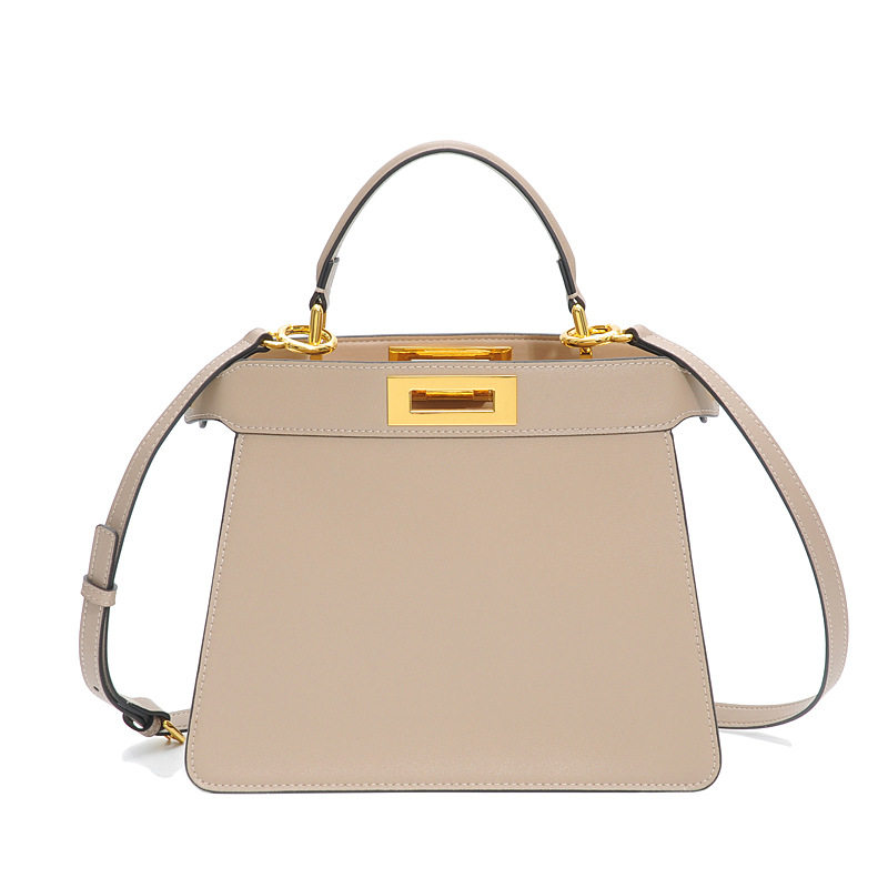 ANHE女包真皮手提包锁扣单肩斜挎包小猫包时尚百搭风琴包