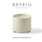 意式 实木床头柜奶油风简约现代小户型床边柜子家用卧室圆形收纳柜