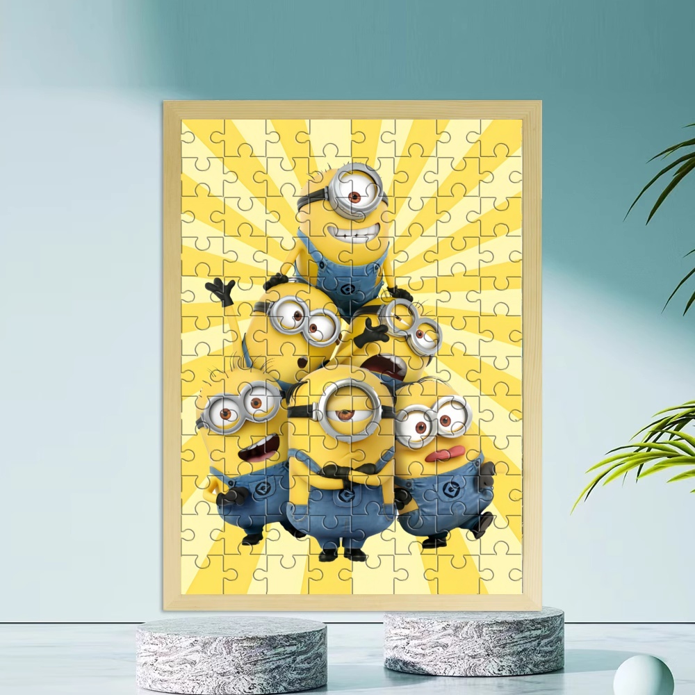 小黄人动画片周边拼图实木相框