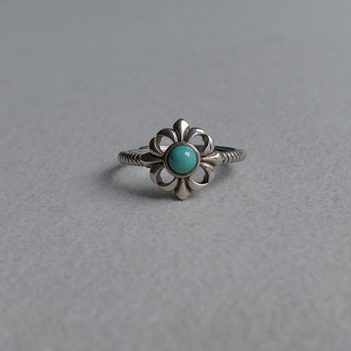 天然原矿绿松石925银镶嵌戒指女款时尚个性简约百搭指环