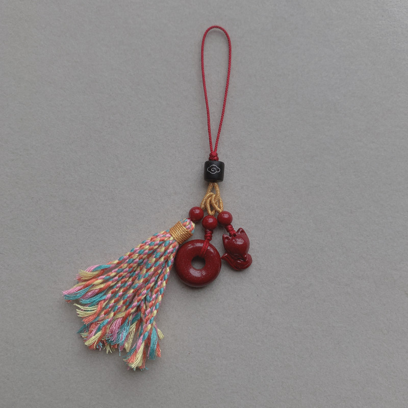 紫金朱砂九尾狐平安扣貔貅手机链挂件饰品压襟汉服配饰钥匙扣包包,节庆用品/礼品,手机链,淘宝优惠券,粉丝福利购,淘宝优惠卷