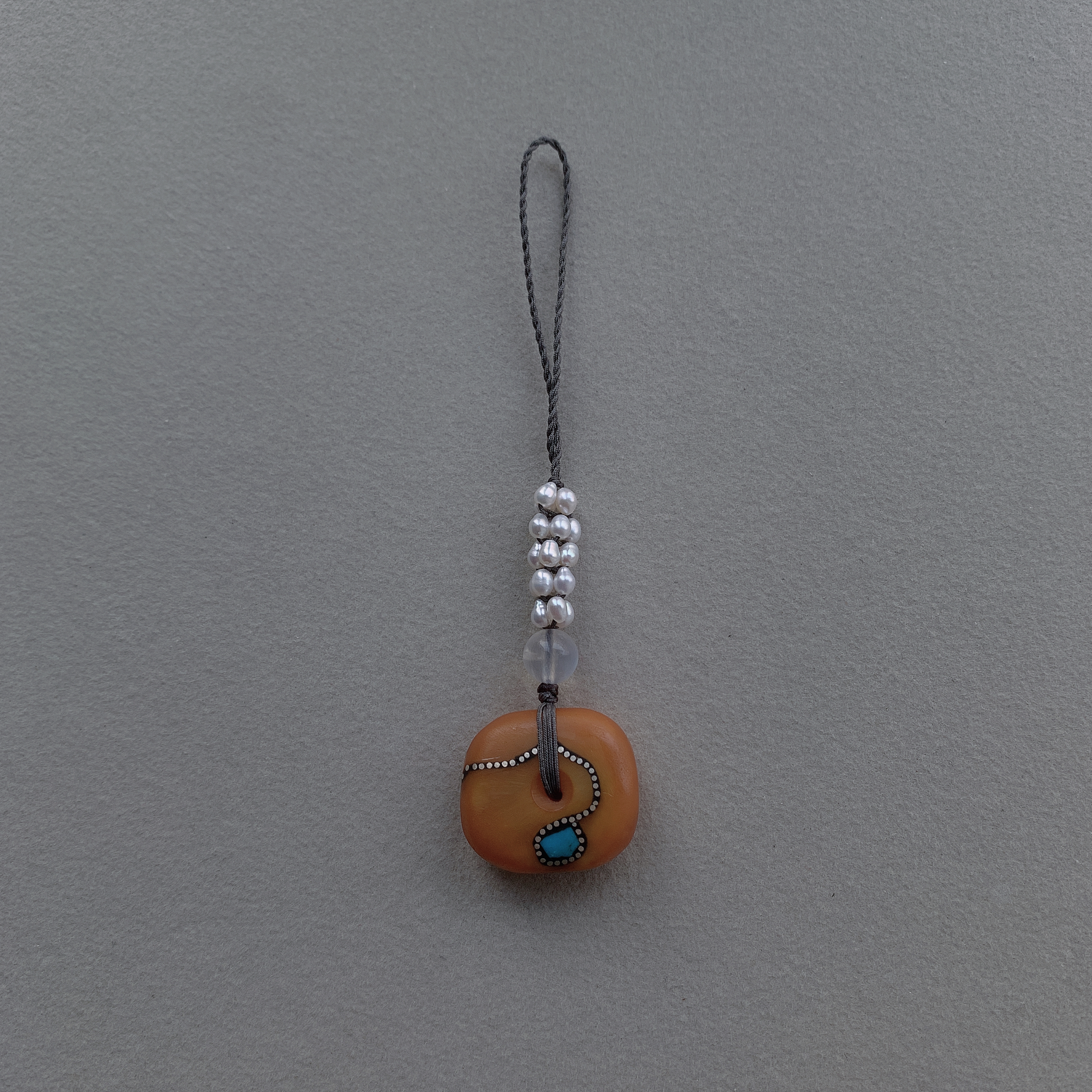 天然蜜蜡饼子平安扣手机链挂绳短款U盘包包挂件男女吊坠饰品压襟