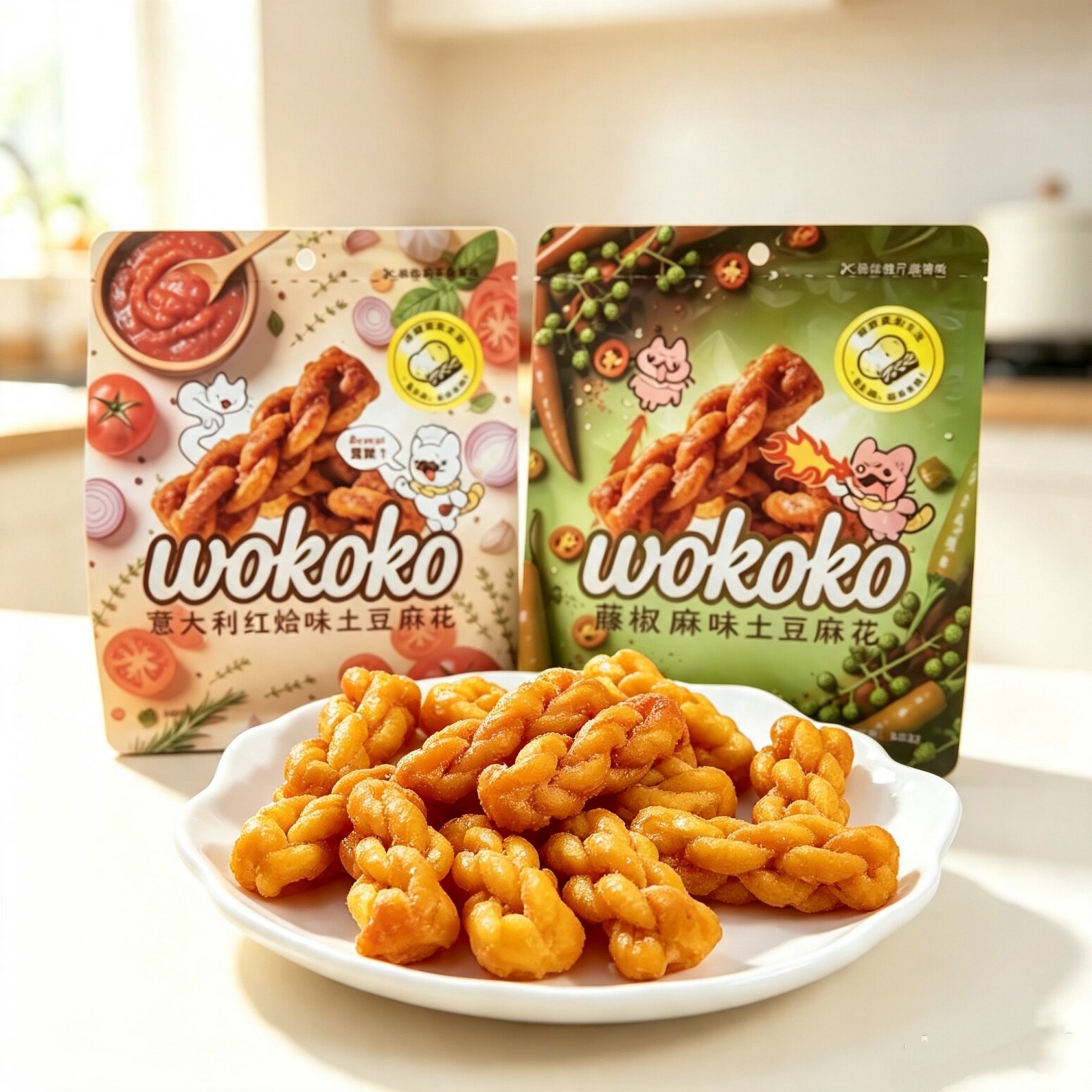 wokoko土豆麻花150g藤椒麻辣味意大利红烩酥脆独立包装休闲小零食