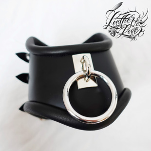 Leatherlover牛皮真皮脖套禁锢带锁 sm强控项圈