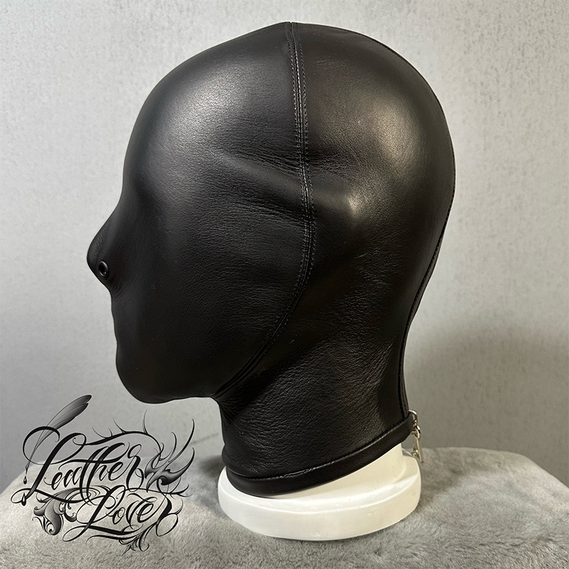 Leatherlover 皮革恋人手工真皮头套全包头套 sm控制头套带锁拉链