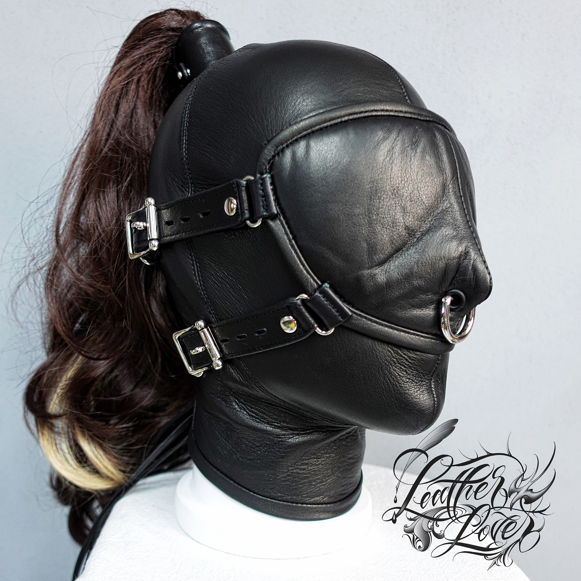 Leatherlover真皮头套 sm双层牛皮头套 眼罩头套