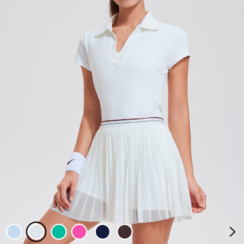 网球服套装女春夏跑步透气健身高腰网纱短裙裤速干专业瑜伽羽毛球