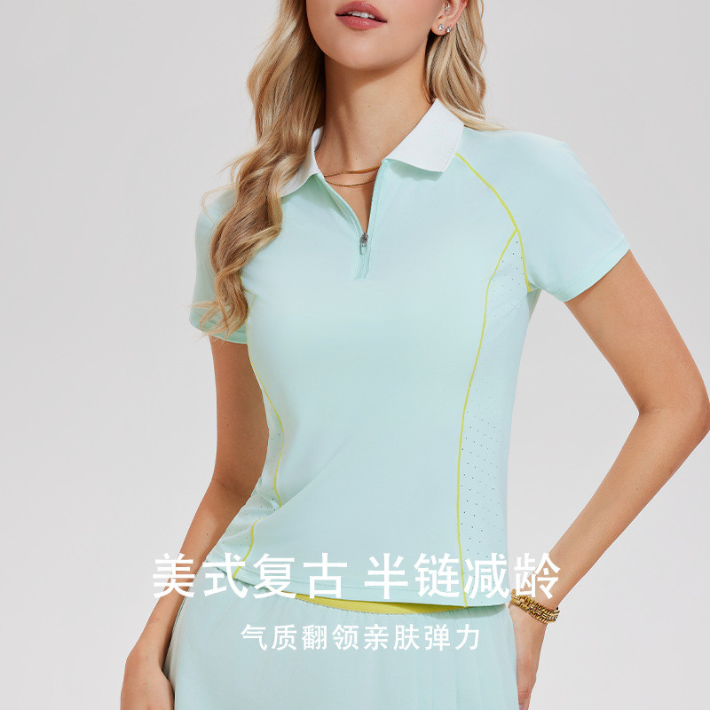 polo翻领短袖网球上装女夏季上衣