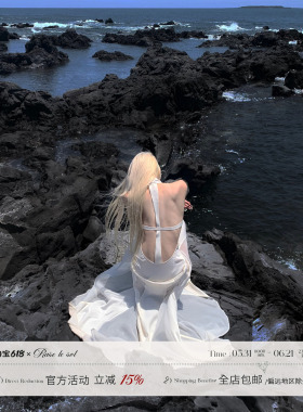 Rase le sol ‘Divine Messenger’海边氛围感十字露背无袖连衣裙