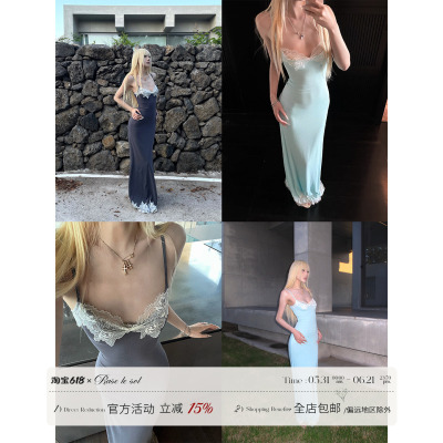 Raselesol蕾丝吊带露背连衣裙