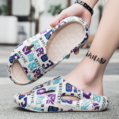 拖鞋男夏季潮流户外运动休闲防滑防臭青少年踩屎感沙滩一字凉拖鞋