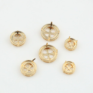 保色10/12/14MM黄铜铸铜四爪圆宝石戒面托*发簪发饰头饰DIY配件