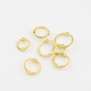 18k保色纯铜双孔花边圆环套珠圈手工diy手链水晶珍珠包珠环配件