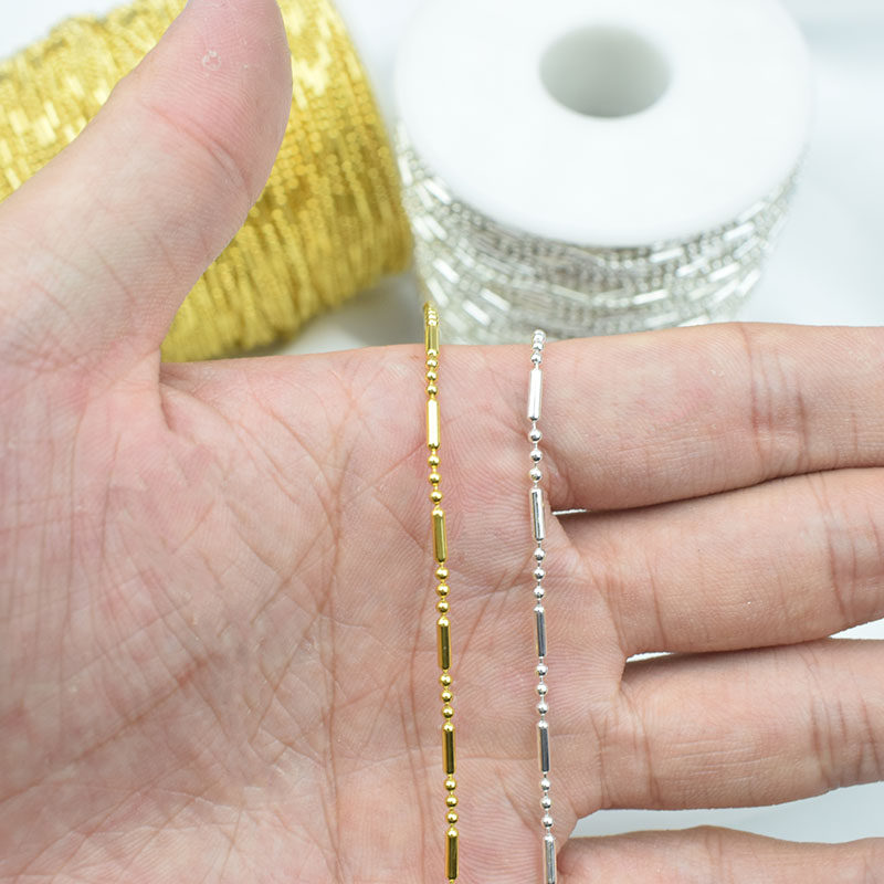 색상 보존 순수 구리 DIY 수제 1:3 머리핀 머리 장식 술 DIY 액세서리 1.5MM 대나무 체인 체인