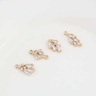 18k包金纯铜锆石清新花形树叶耳饰手链时尚花朵耳环流苏配饰吊坠